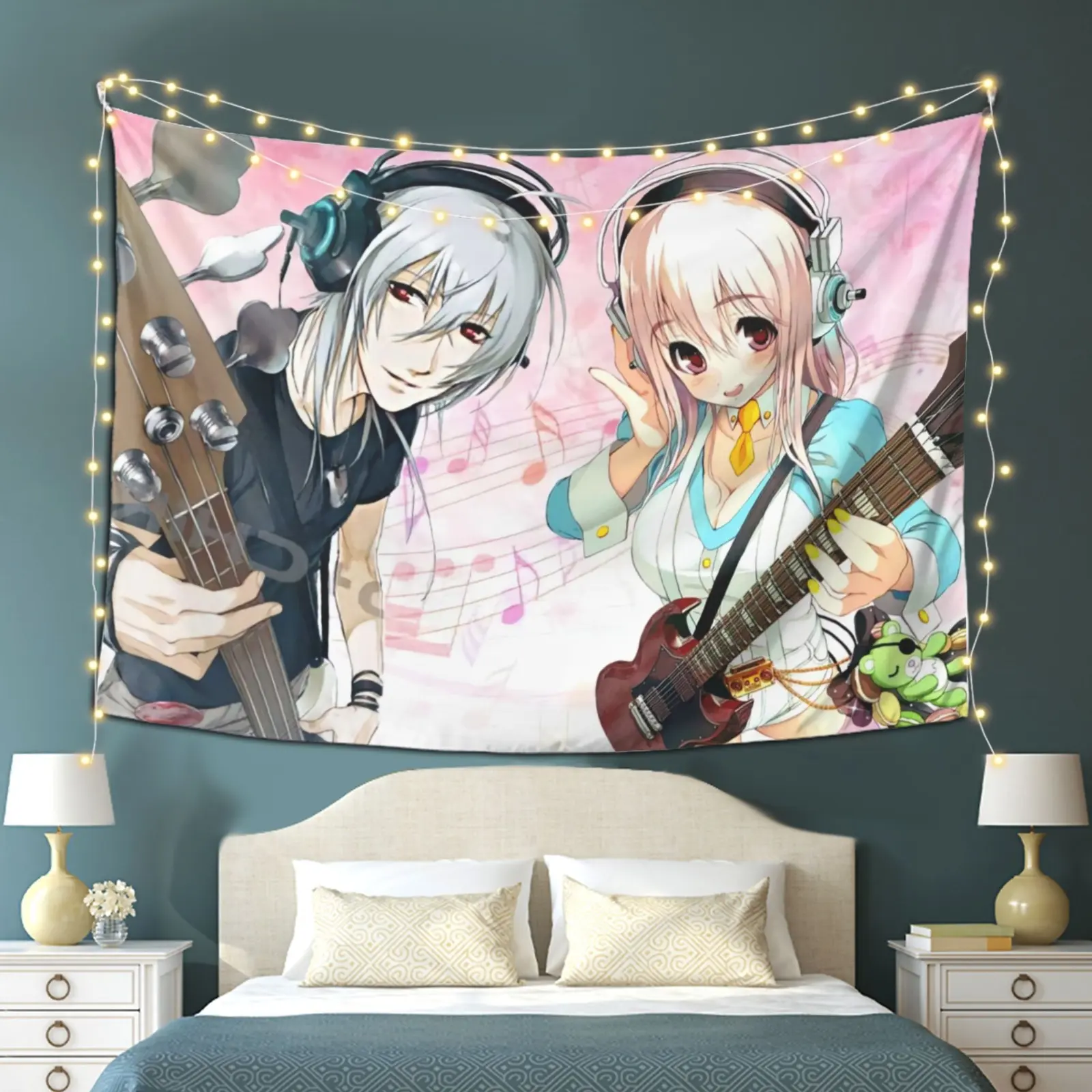 Anime Print 1-Piece Rectangular Wall Tapestry - Vibrant Naitou-Kun and Super Sonico Design, Home Supplies Decoration Wall Hanging for Living Room, Dorm bedroom decor cool stuff for room leopard room decor anime room decor stuff for your room cheaptapestry