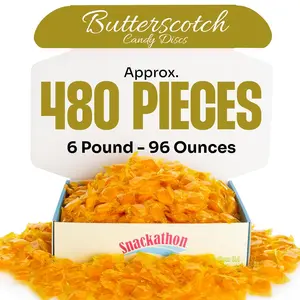 Snackathon Individually Wrapped Butterscotch Hard Candy Discs 6LB Bulk Sweet Treats 480 Pieces Classic Crunchy Snack