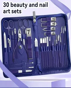 Kit30 Stainless Steel with Folding Bag manicure and pedicure set Pedicure Scissors Nail Tool Set 30-Piece Nail Clipper Kit
