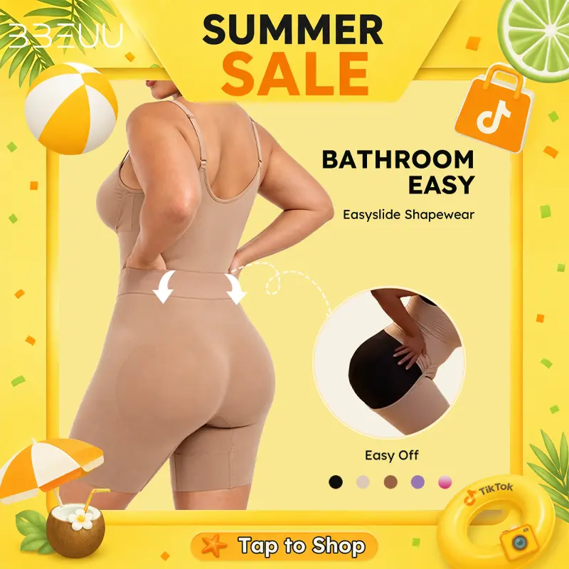 BBEUU Back-Opening Design Shapewear Tummy Control Butt Lifter Faja Back Pull Down Bodysuit Scruntch with Back Bone Support & Cotton Gusset for Women Postpartum Fajas Colombian Girdles Body Shaping Underwear Breathable & Comfortable for Daily Wear