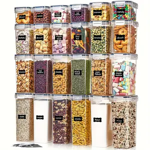 24-Pc Airtight Food Storage Container Set, 12 BPA-Free Plastic Canisters with Lids for Flour, Sugar, Snacks & Dry Goods
