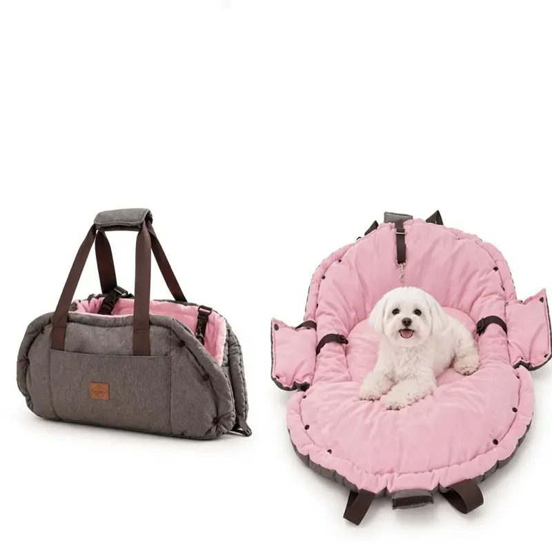 2-In-1 Pet Mattress & Travel Bag Carrier - Hands-Free, Travel-Friendly Animal Carrier with Buckle Support, Safety Belt Hook, Soft Comfort, Durable Wear-Resistance for Daily Use