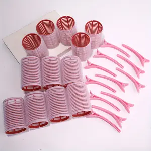 24 pieces, curling iron set, self-adhesive hair rolls, Curler Rollers, including 12 hair rolls and 12 clips, salon-grade hair curler DIY shape, no heating required.