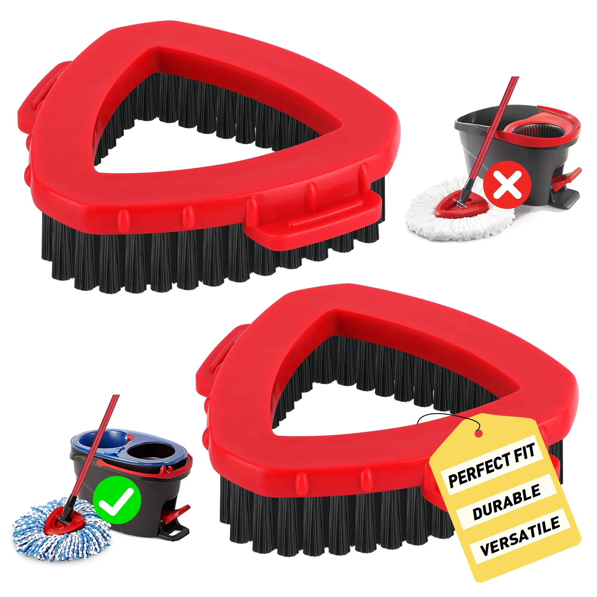 Scrub Brush Replacement Head for O Cedar 2-Tanks RinsClean System, Spin Mop Replace Head Base, Shower Floor Scrubber, Hard Bristle Cleaning Brush for Bathroom Kitchen Wall Tile