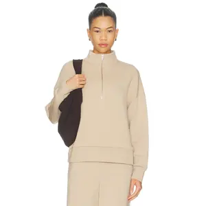 Varley Mavis Mock Neck Sweatshirt in Light Taupe