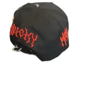N-y C h u k y - Black & Red Full Set Hats with Red Embroidery and Adjustable Buckle