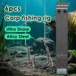 6-Piece Carp Fishing Rig Set, Complete Fishing Gear with Hooks and Lines, Essential Angling Tools for Carp Fishing Enthusiasts