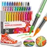Nicpro Acrylic Paint Markers, Flexible Brush Tip Water-Based No-Bleed Office Stationery with Automatic Ink Control, Accurate & Consistent Ink Flow, 2.4ml Waterproof Markers for Coloring, Easter DIY Crafts - Eggs/Rocks/Glass, Ideal Gift Choice