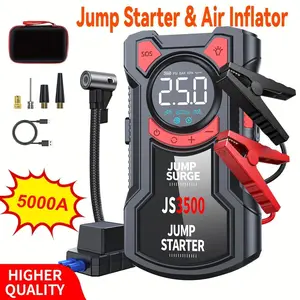 Car Jump Starter Air Compressor With Power Bank Portable Electric Pump Auto Battery Booster 12V Jump Box With Flashlight usb wireless tire inflator