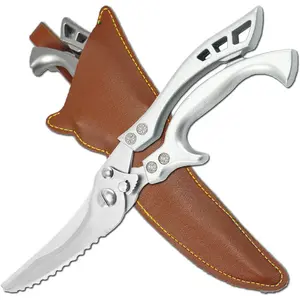 Upgrade Heavy Duty Stainless Steel Kitchen Scissors - Professional Poultry Shears for Bone, Meat, Chicken, Fish, Turkey, Vegetables,Spring Loaded Multipurpose Ultra Sharp Utility Scissors