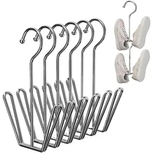Set of 6 Stainless Steel Shoe Drying Racks, Stylish Metal Design, Windproof Drying Hanger, Hanging Quick Drainage for Balcony Outdoor Use