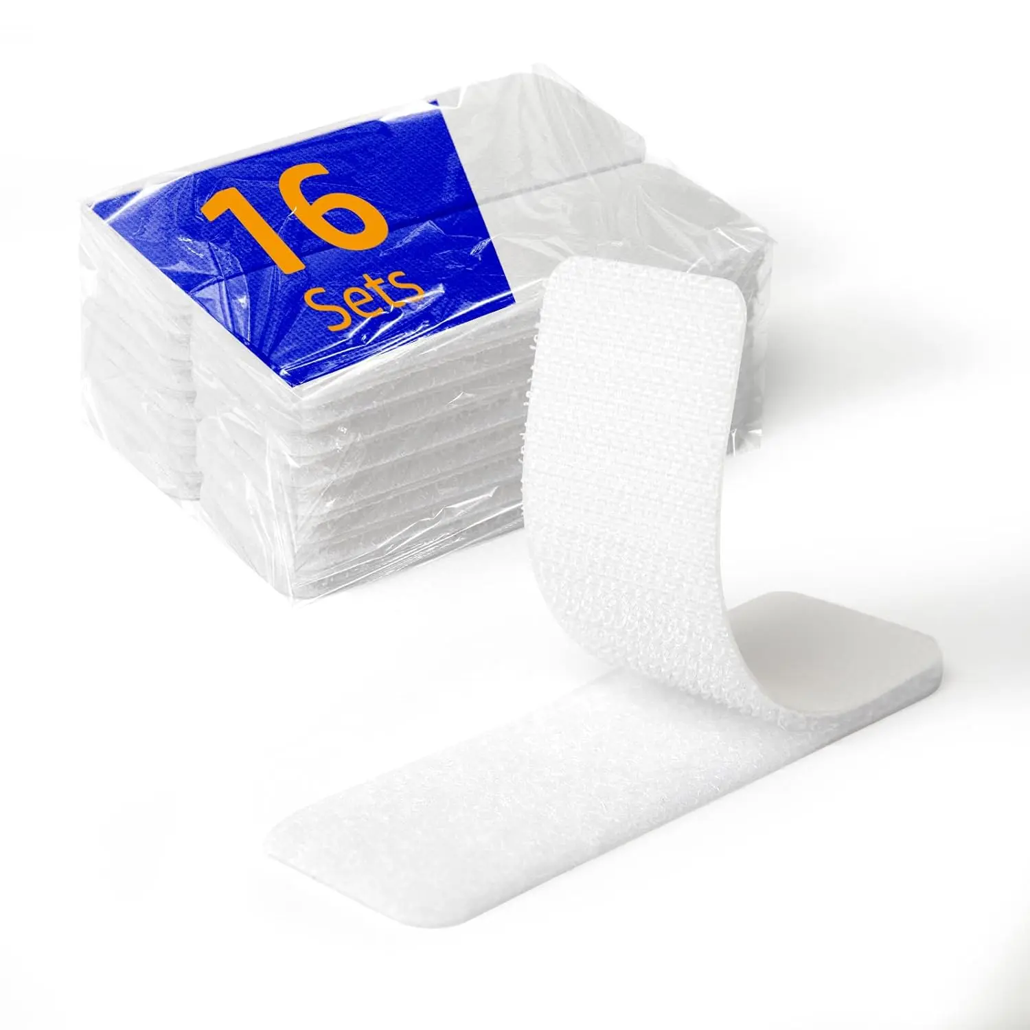 16pcs Heavy-Duty Reusable Rectangle Peel-and-Stick Hook and Loop Fastener Strips, 3in x 1in Cuttable White Environmental Friendly Adhesive Mounting Tape - Wall-Safe, Wall Decor Use, No-Slip Hold for Home