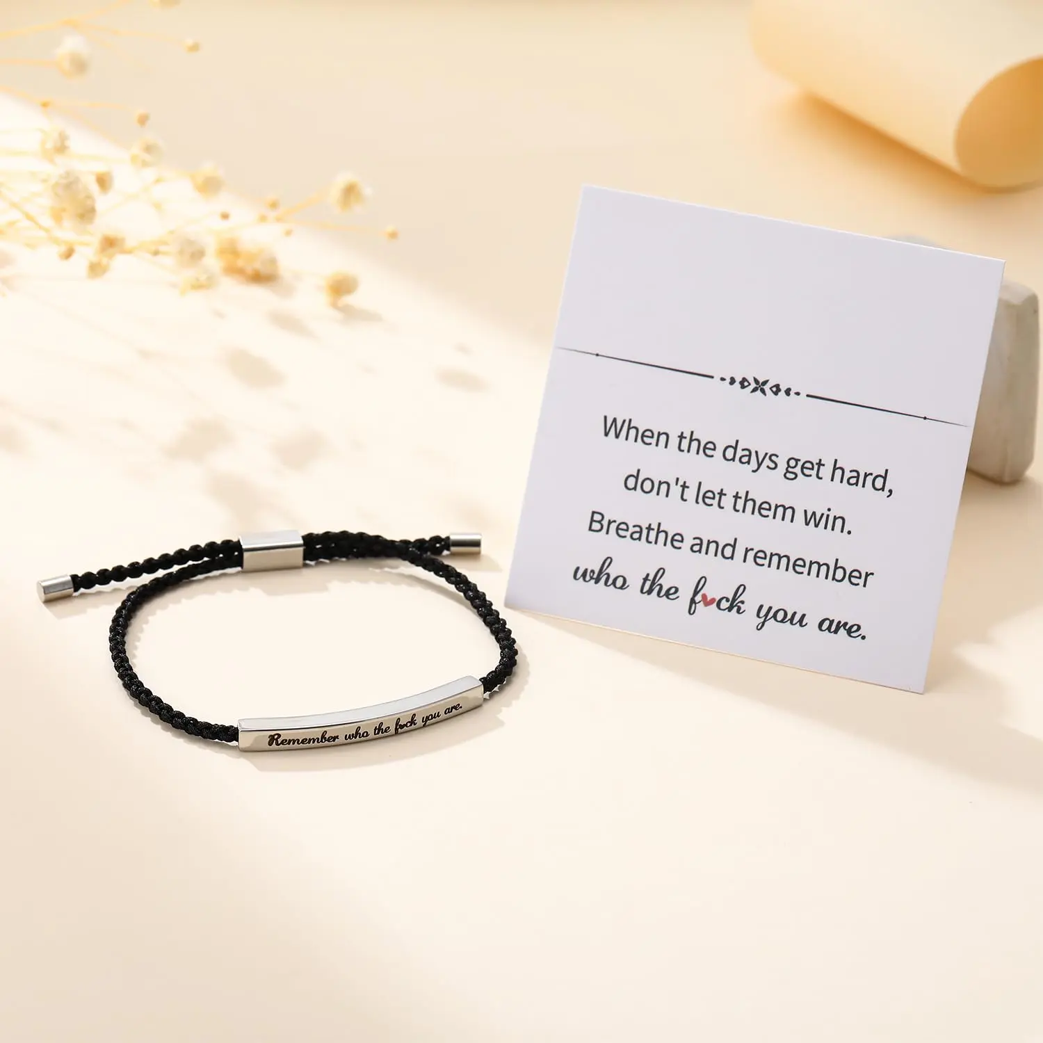 Handmade Engraved Stainless Steel Adjustable Cuff Bracelet with Charm - Personalized Modern Inspirational Bracelets for Women, Mother's Day Interesting Gift, Handmade Cuff Bracelet
