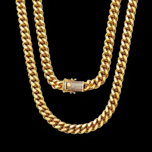 10mm Gold Stainless Steel Choke Necklace - CZ Diamond Clasp Fashion Costume Jewelry Accessory for Daily Wear