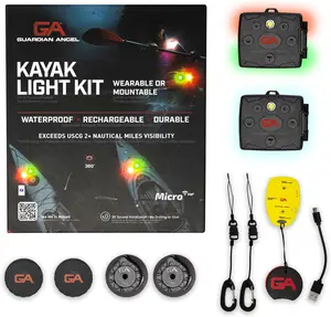 Guardian Angel Kayak Light Kit – Rechargeable, Mountable Safety Lights with Magnetic Mounts & Wireless Remote - Long-Lasting, Waterproof Lights for Hands-Free Navigation, Kayak, Canoe & Paddle Board