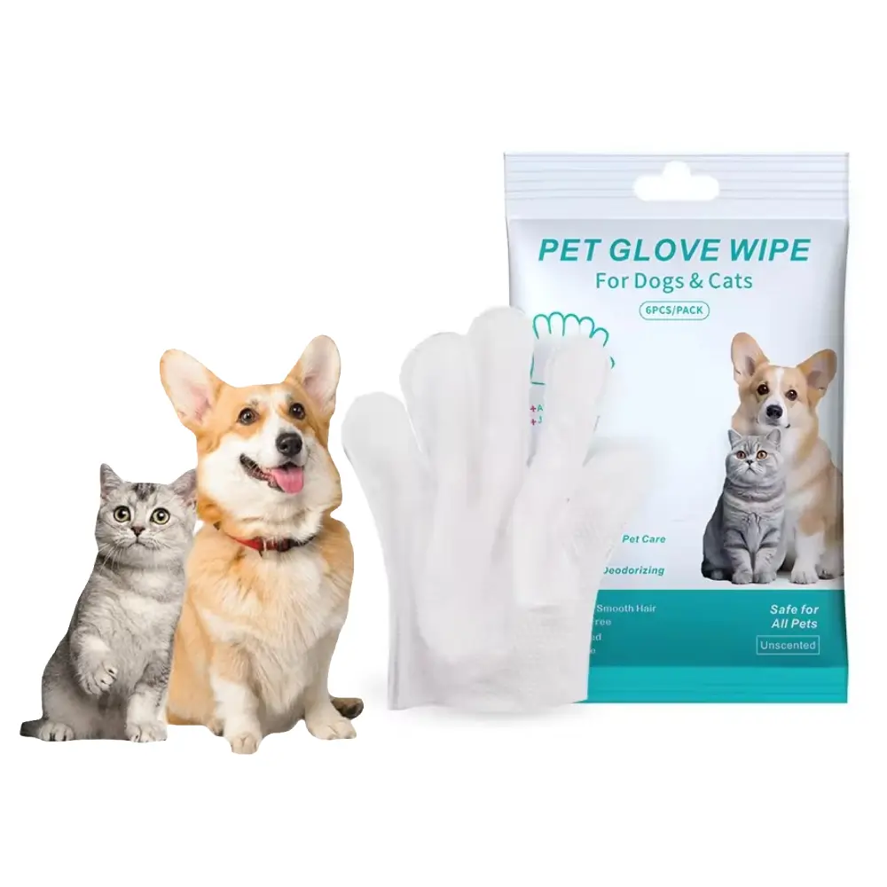 PET Cleaning Deodorizing Bathing Wipes for Dogs & Cats, Hypoallergenic Dog Cleaning Glove Wipes, Nourishing & Grooming Fur, Cat Cleaning Wipes Remove Odor