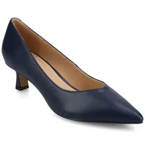 Journee Women's Pammie Medium and Wide Width Pumps, Navy 7.5