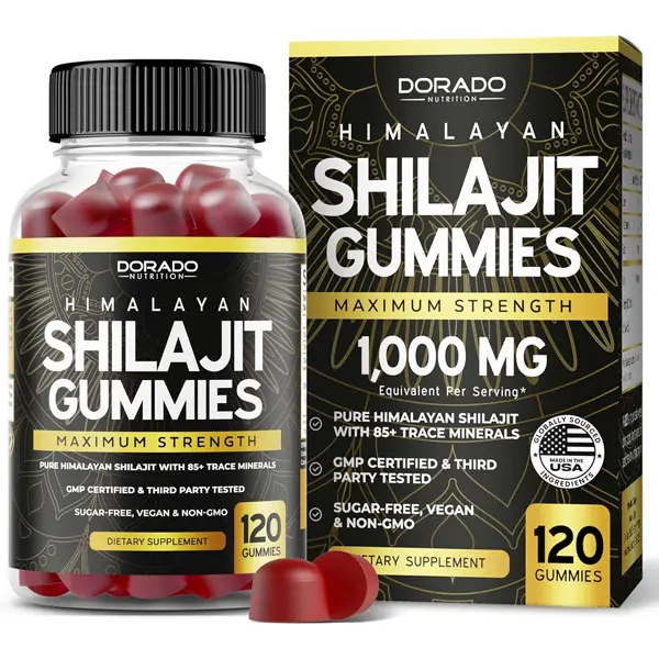 Shilajit Gummies For Men & Women 1000mg (High Potency Gold Grade with 85+ Trace Minerals with Fulvic Acid) - Energy & Immunity Support - Third Party Tested, Non GMO, Vegan & Made in USA (120 Gummies)