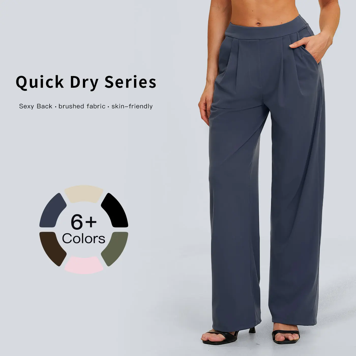 Tenwolf Women’s Low-Waist Wide-Leg Athletic Pants with Pockets, Stretchy Yoga Fitness Casual Pants