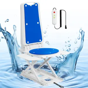 Electric Chair Lift for Senior, Remote Control Floor Lift with Padded Backseat, Bathtub Lift Elderly from Floor, Net Weight 24 LBS, Support Max 308 LBS, Safety and Waterproof Design, Include Charger