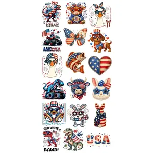 4th of July Youth Premade Gangsheet 18 Youth Size Transfers Ready to Press DTF Transfer Hot Peel for Adult Prints