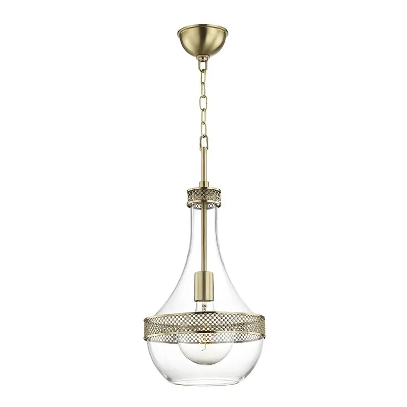 Hagen Pendant Light with Customizable Chain and Canopy in Aged Brass, Old Bronze, or Polished Nickel