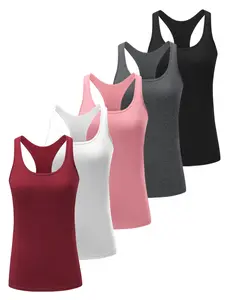 Women's 5-Piece Backless Sports Tank Set Slim-Fit Multi-Color Activewear for Gym Workouts & Everyday Home Wear