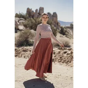 PLEATED SKIRT 37"-HEATHER BURGUNDY