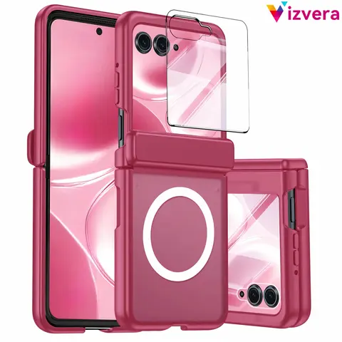 Vizvera Hard Protective Smartphone Case for Motorola Razr Series - Hinge Protection, MagSafe Compatible, Built-in Screen Protector, Shockproof Slim, Scratch Resistant, Skin-Friendly Touch Cover | For Razr 2024/2025/2025 Ultra/2026/2026 Ultra