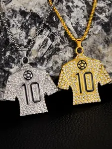 Men Women Football Jersey Pendant Necklace, Superstar Player Shirt Charm Chain Exquisite Jewelry Gift, Fashion Hip Hop Accessory, Letter Necklace