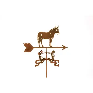 212 MAIN Laser-Cut Rust-Proofed Steel Mule Horse Weathervane - Mule Shape Design, Garden Mount Included, Country-Style Outdoor Furniture Set Decor