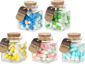 31PCS Cute Capsule Message Love Letters Plastic Capsule Love Letters in Wish Bottle,Lover Gift for Anniversary,Valentines,and Long Distance Relationships-Green
