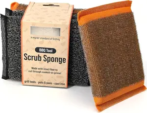 Heavy-Duty Steel   Sponges for Dishes, Pots & Pans  Durable Stainless Steel Cleaning Pads for Tough  & Grime  Multi-Surface Kitchen Scrubbing Tool  4-Pack