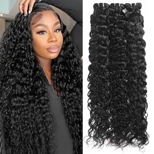 Ishow Water/Deep Wave Human Hair Bundles 10A Brazilian Burmese Curly Human Hair 1/3/4 Pcs Lot Water/Deep Wave Quick Weave 3 Bundles With Lace Closure