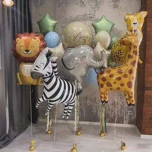 21pcs Forest Animal Theme Aluminum and Latex Balloons Set, Cartoon Animal Balloons for Baby Party, Kids Birthday Party Decoration