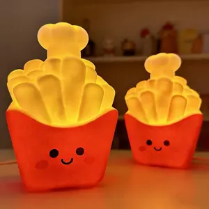 【Summer Vibes】Cute French Fries Night Light - Rechargeable LED Bedside Lamp, Kawaii Food Mood Light for Bedroom Dorm Desk, Creative Aesthetic Room Decor, Unique Birthday Gift for Kids Teens Friends