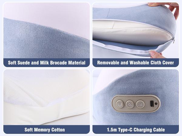 Shiatsu Back and Neck Massager Pillow with Heat Electric Massage Pillow for Deep Tissue 3D Stereoscopic Support Traction Deep Kneading Massager for Neck and Shoulder Muscle