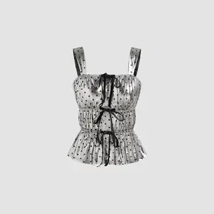 Cider [size 2-10] Square Neck Polka Dot Knotted Tank Top Dealsforyou
