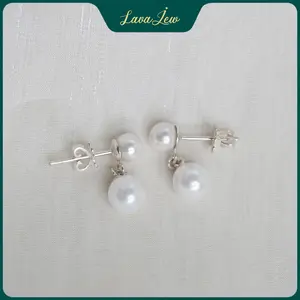 LavaJewelry Elegant Pearl , 925 Silver, Minimalist Earrings, Pearl Earrings for Women, Girls