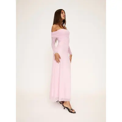 red long sleeve dresses Red Pearl Long Sleeve Prom Dresses V-Neck Tulle Formal Dress AD1331   Viniodress