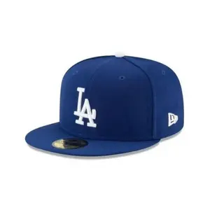 Men s LA Dodgers New Era Navy 9FIFTY Fitted Cap Royal Blue Flat Brim Hat with LA Logo Embroidery MLB