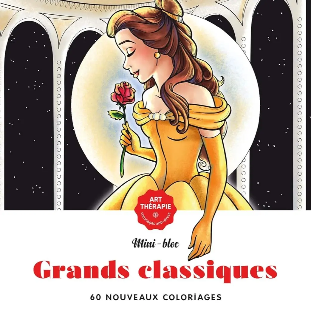 Disney-looking Coloring Book for Children and Adults Soft Cover Mini-bloc Grands Classiques 60 Nouveaux Coloriages Art Thérapie