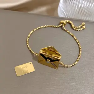Openable Envelope Letter Bracelet, Glamorous Opening Envelope Pendant Jewelry, Unisex Romantic Surprise Love Gift for Valentine’s Day