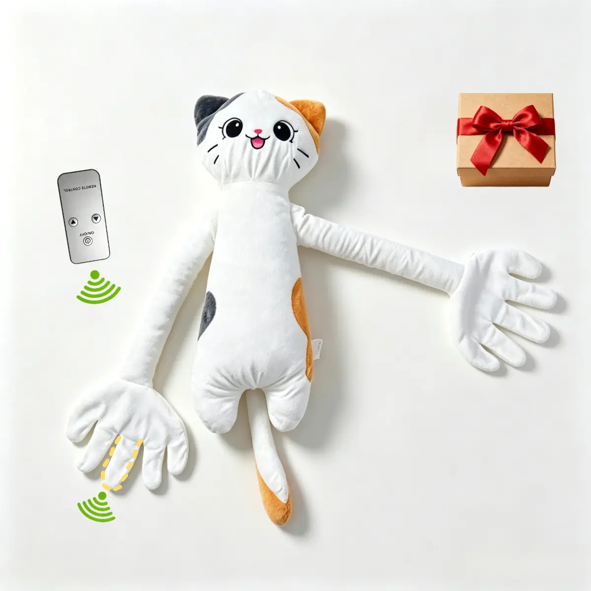 Giant Plush Patting Hand Toy – Cute Calico Cat Stuffed Pillow, Baby Sensory Hugging Pillow, Soft Interactive Plush Doll, Birthday Gift and Party Decor for Toddler Boys and Girls