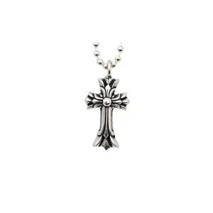 Double Cross Silver Pendant & Ball Chain "Silver" CHRM0666