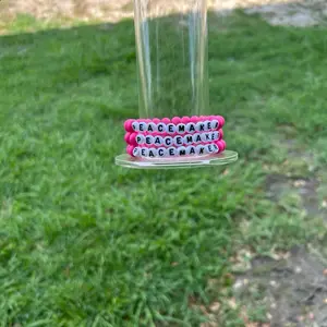 Affirmation Beaded Bracelets - Pink Beads with "PEACEMAKER" Text, Ideal for Personal Accessory