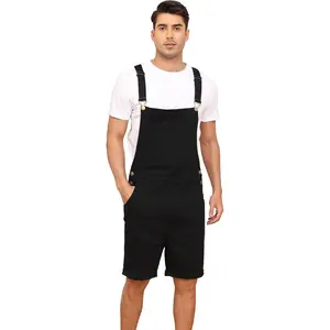 Men's Denim Overalls Jean Shorts Bib Coveralls Casual Loose Fit Work Summer Jumpersuit