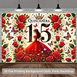 2D Flat Printing Backdrop Banner 1pc, Princess Dress Celebration Scene Background Cloth, Multipurpose Polyester Fabric Backdrop Photography Props, For Living Room Office Home Decor/ Outdoor Decor/ Party Deco, Holiday Gift, Party Decorations Banners