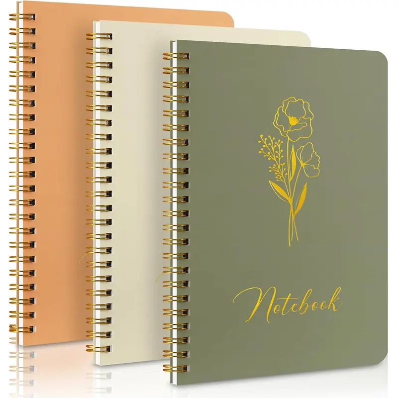 Aesthetic Spiral Notebook Set 3, 6 x 8 Pastel Notebook with Pocket 3, A5 Small Tear Out Lined Page Cute College Ruled Journal for Note Taking Writing for Women Man School Office Work