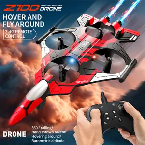 LED Light Stunt Fighter Jet Drone Multi-functional Wonder Gift One-Touch Takeoff Stable Hovering Racing Mode Headless Mode 360° Aerial Flips Perfect Christmas Gift Fun Birthday Present Remote Control Plane Toy